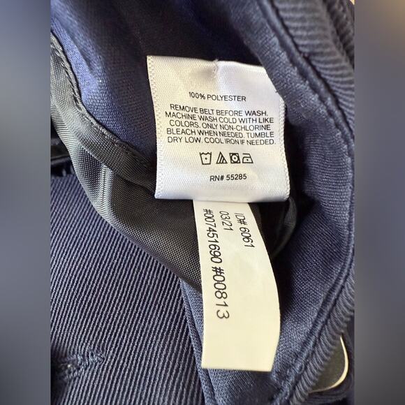 Express Belted Super High Rise Ankle Wide Leg Trouser Pant Navy Size 12 - Picture 7 of 10